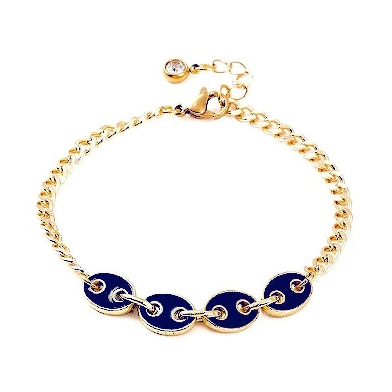 Bracelet souple grain de café breloque bleu nuit