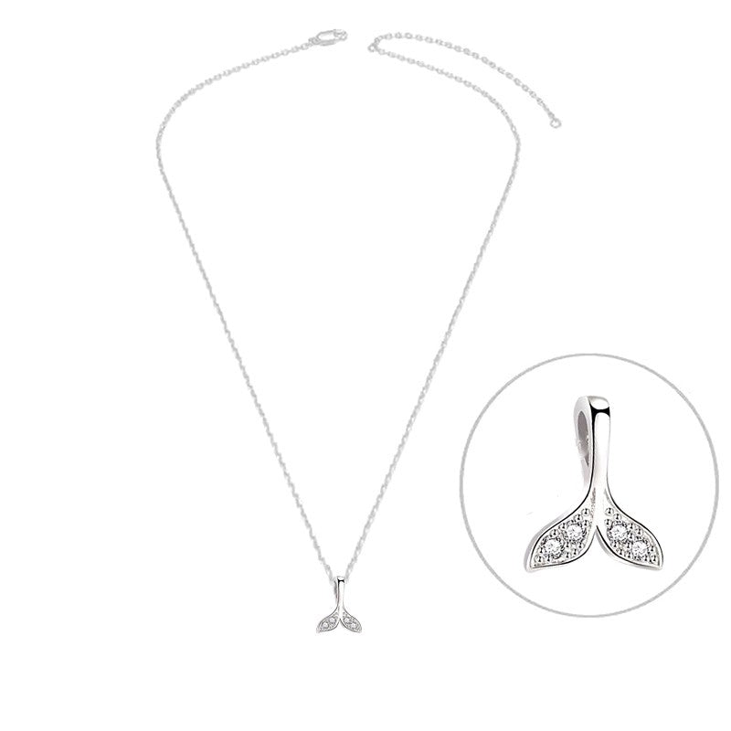 Collier argent 925 queue de baleine zirconiums sertis