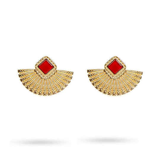 Boucles d'oreilles acier inoxydable Marilyne pierres naturelles agate rouge