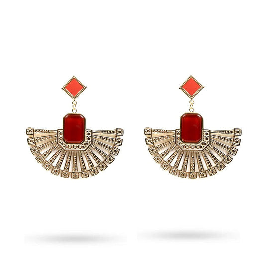 Boucles d'oreilles acier inoxydable Simone pierres naturelles agate rouge