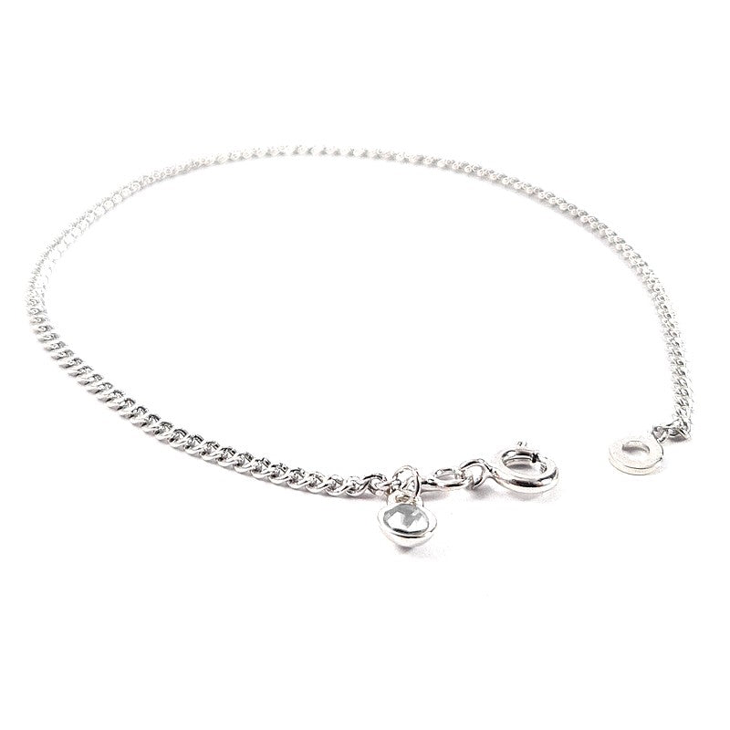 Bracelet rhodié pour femme chaîne avec breloque blanc