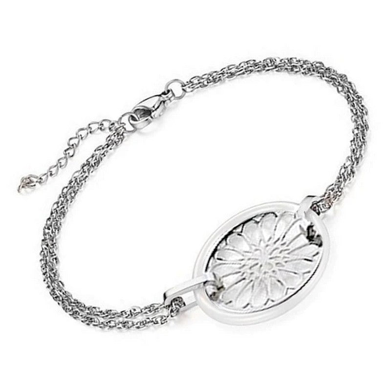 Bracelet acier et céramique - Rosace et céramique blanche