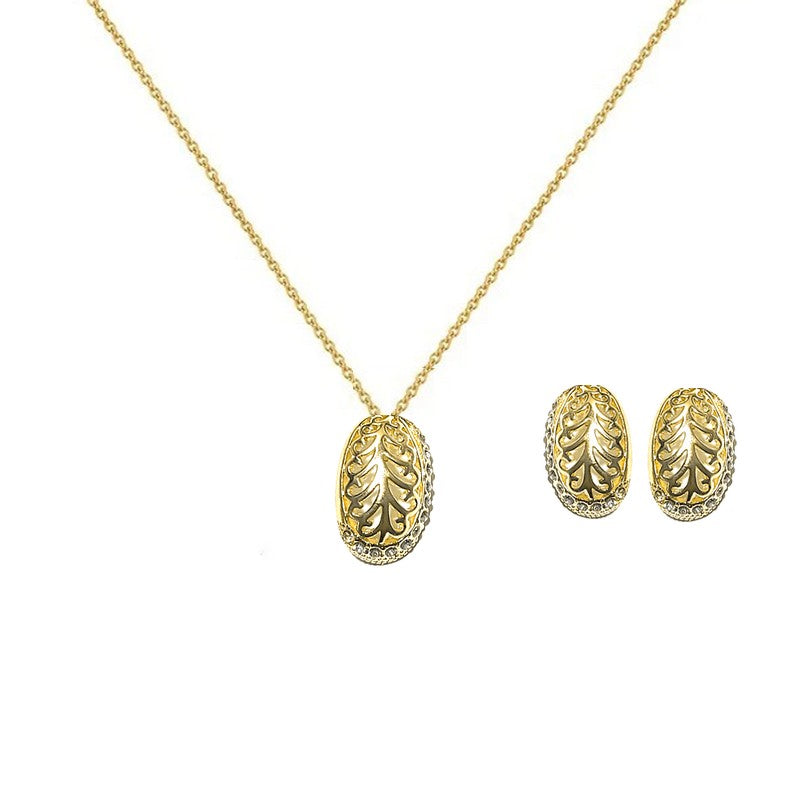 Parure pour femme - collier feuille + boucles d'oreilles assorties