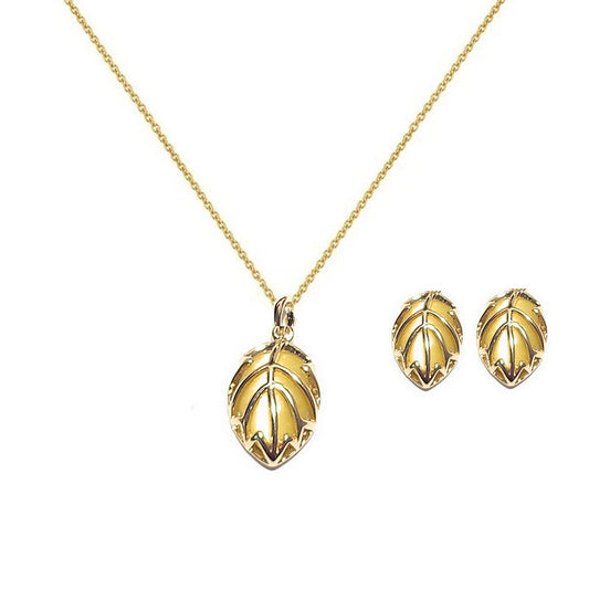 Parure pour femme - feuille beige + boucles d'oreilles assorties