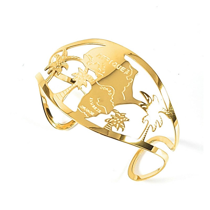 Bracelet pour femme - Acier 316 inoxydable doré motifs carte d'Afrique