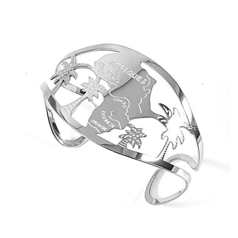 Bracelet pour femme - Acier 316 inoxydable argenté motifs carte d'Afrique