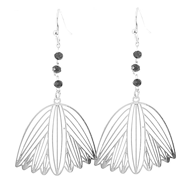 Boucles d'oreilles fantaisie perles tombante argenté