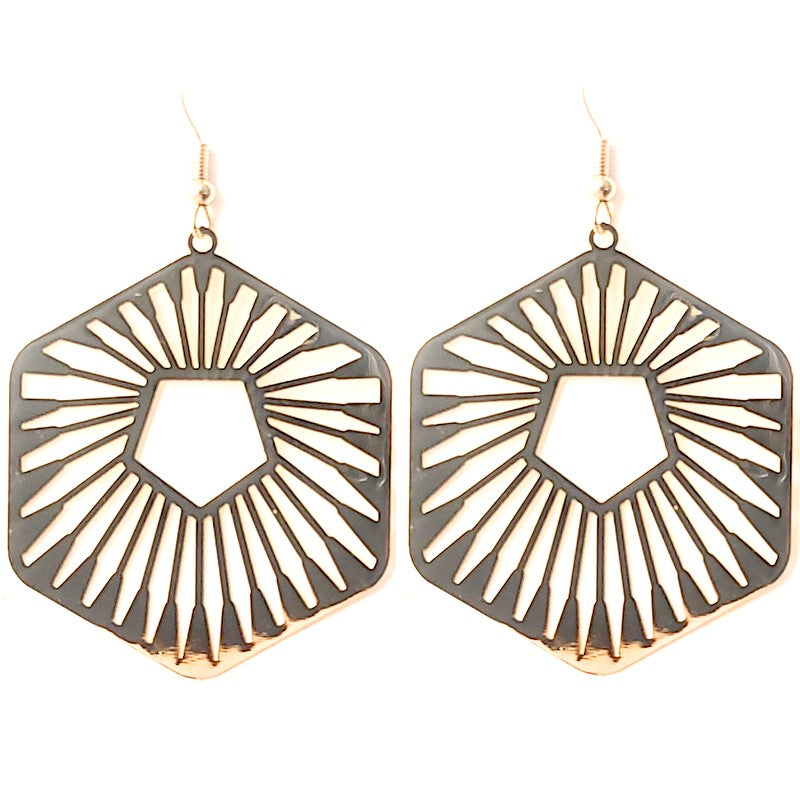 Boucles d'oreilles fantaisie filigrane polygone or