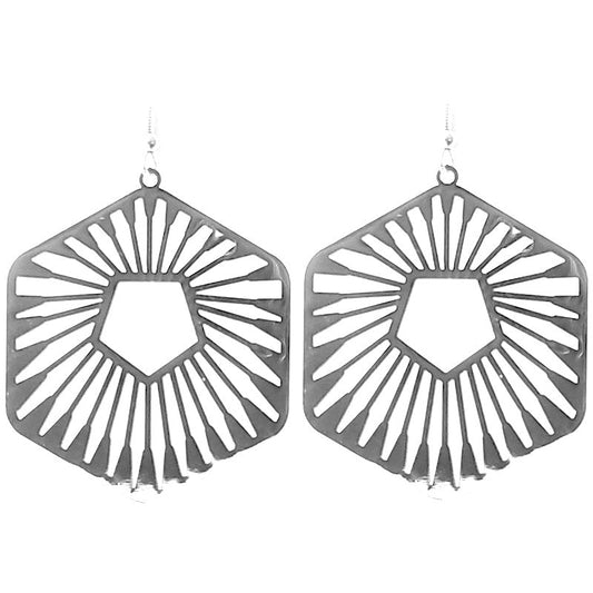 Boucles d'oreilles fantaisie filigrane polygone argent