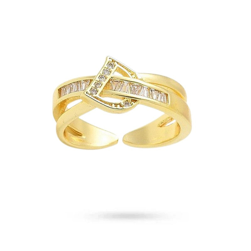 Bague femme réglable lettre D avec zirconiums sertis
