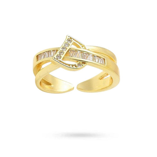 Bague femme réglable lettre D avec zirconiums sertis