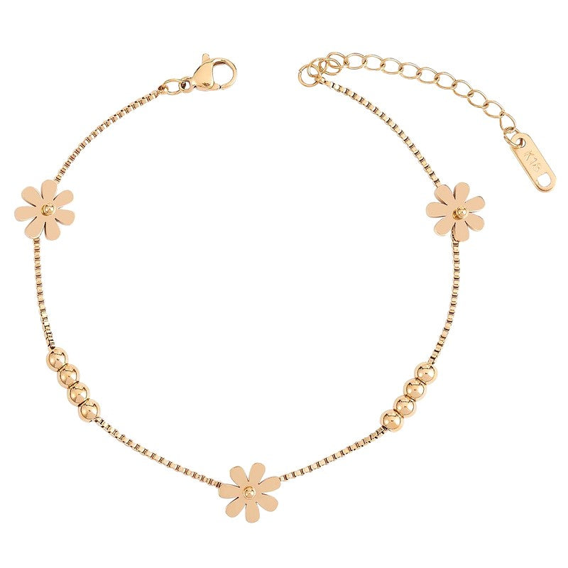 Chaîne de cheville en acier inoxydable breloque fleurs