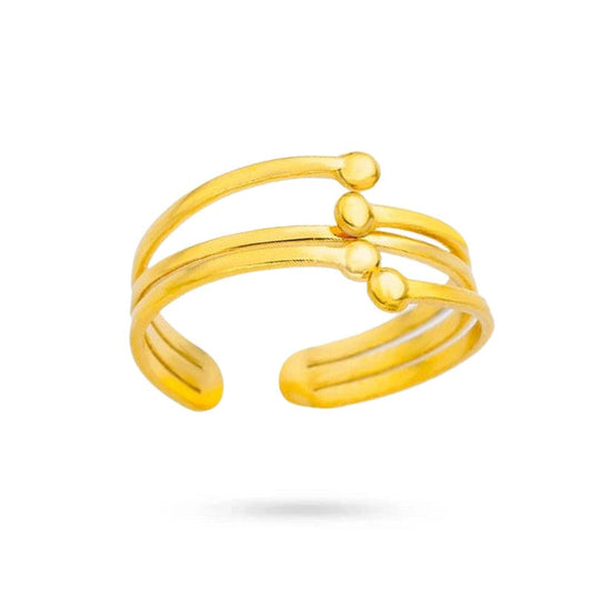 Bague acier inoxydable doré lignée de points