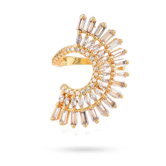 Bague femme réglable avec zirconiums sertis