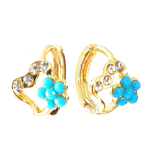 Boucles d'oreilles cœur fleur bleu