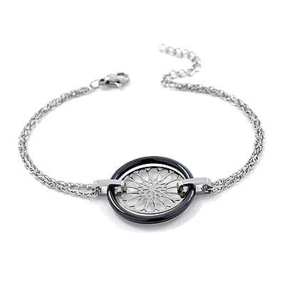 Bracelet acier céramique - Rosace et céramique anthracite