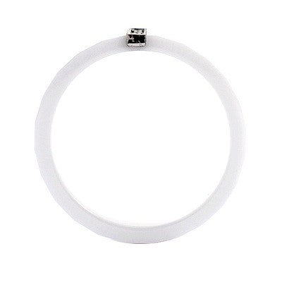 Bague en céramique - Anneau facetée blanc - cz