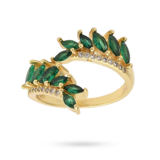 Bague femme réglable avec lignée zirconiums vert sertis