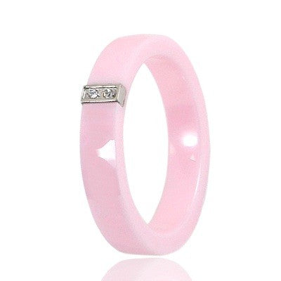 Bague en céramique pour Femme - Rose - Lignés de strass