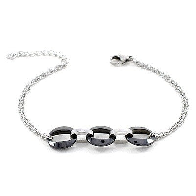 Bracelet céramique pour femme - Multitude de cercles anthracite