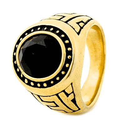 Bague en Acier 316 - Couleur doré - Chevaliere ciselé