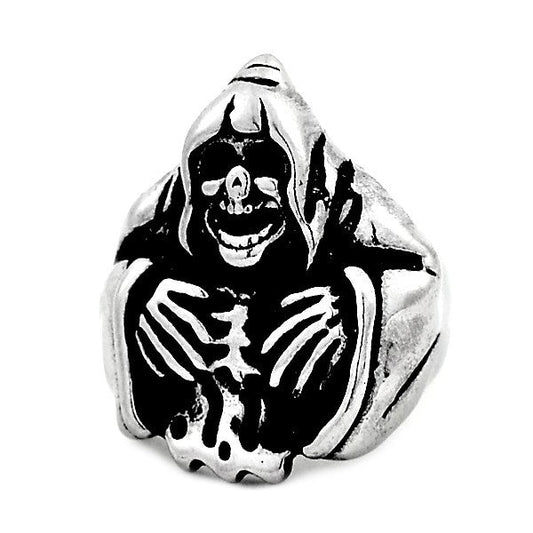 Bague en Acier 316 - Faucheuse ciselé - Couleur argenté