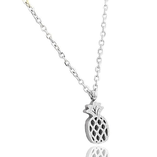 Collier en acier pour femme - Couleur argenté - Ananas pendant