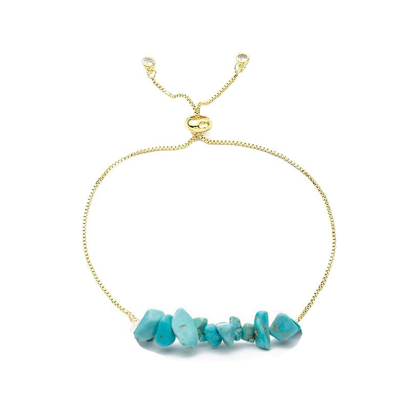 Bracelet pour homme ou femme - or - pierres naturelles turquoise