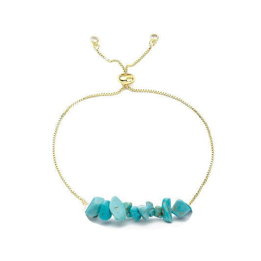 Bracelet pour homme ou femme - or - pierres naturelles turquoise