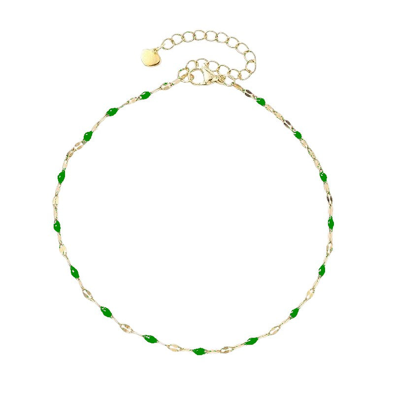 Chaîne de cheville en acier inoxydable couleur verte