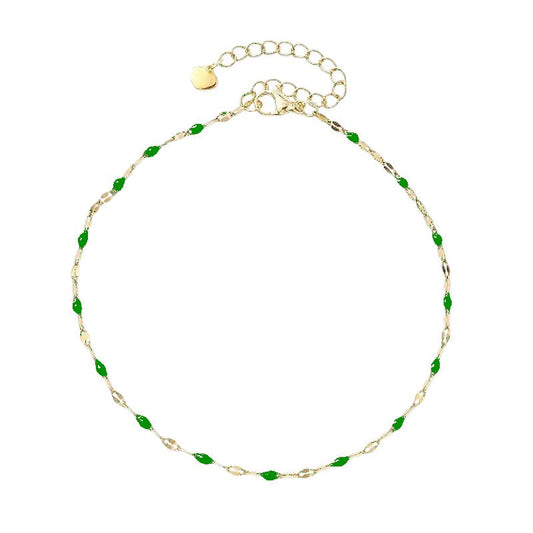 Chaîne de cheville en acier inoxydable couleur verte
