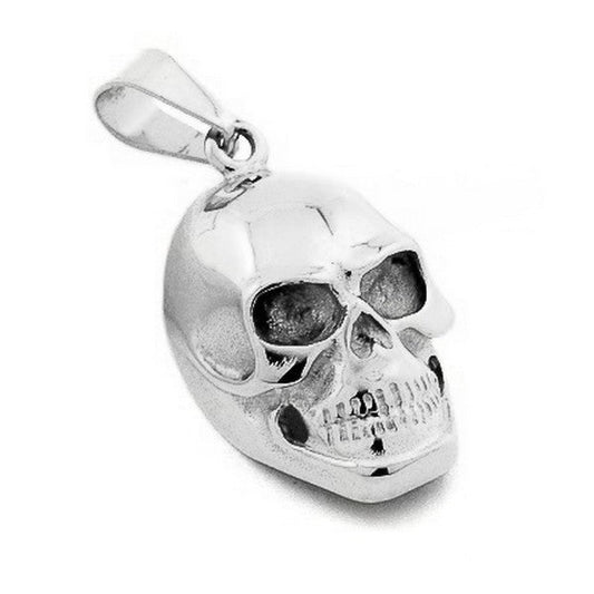 Pendentif acier 316 argenté Gothique Rock ou Biker - Tête de mort