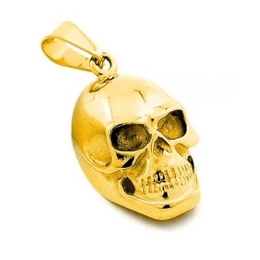 Pendentif acier 316 doré Gothique Rock ou Biker - Tête de mort