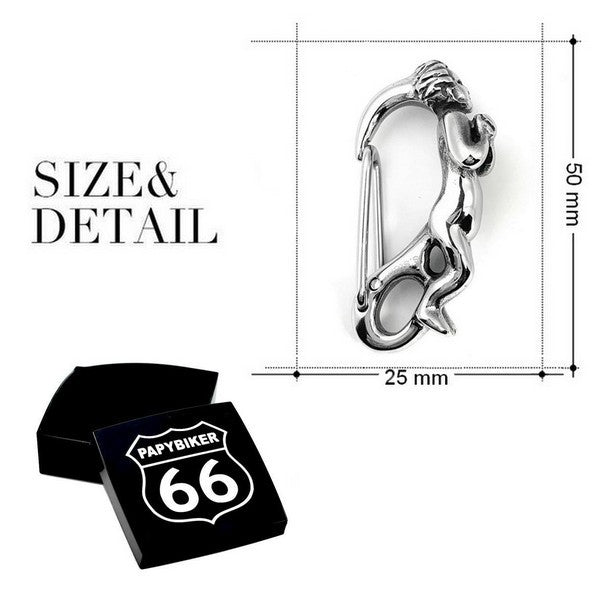 Mousqueton pour homme - Gothique Rock ou Biker - Couleur argenté - Corp suspendu