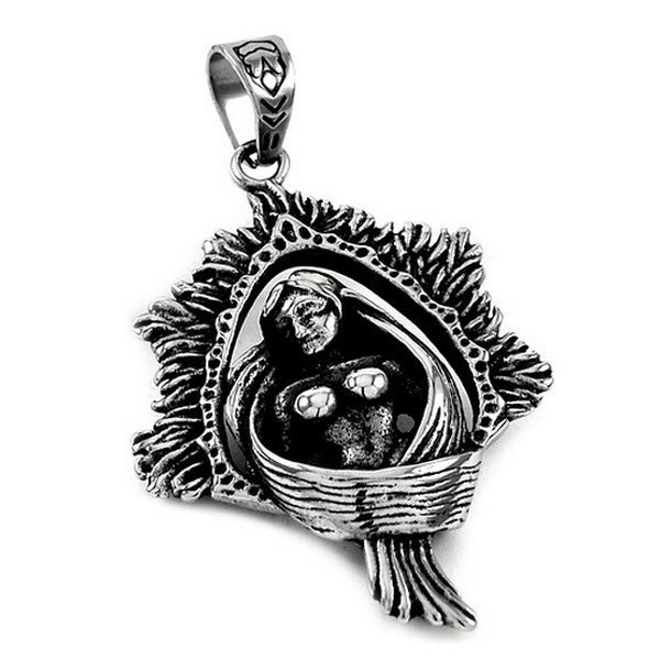 Pendentif acier 316 Gothique Rock ou Biker - Femme imposante ciselé
