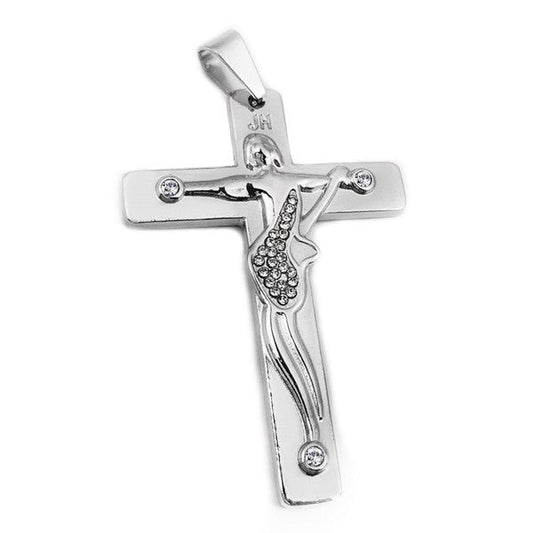 Croix guitare JOHNNY HALLYDAY en acier 316 - Couleur argenté