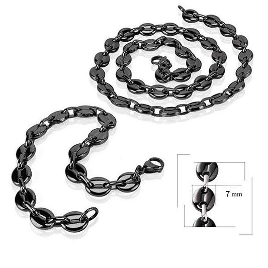 Parure pour Homme - Grain de café ( 7mm ) - Couleur anthracite
