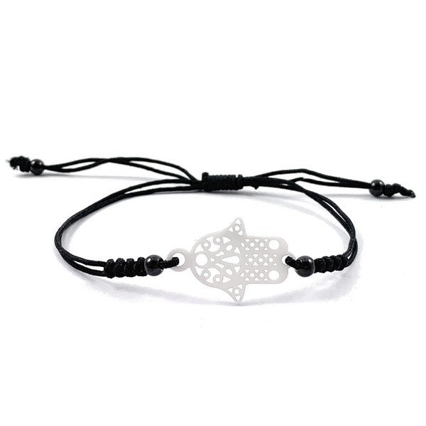 Bracelet cordon céamique - Main de Fatma - céramique blanche