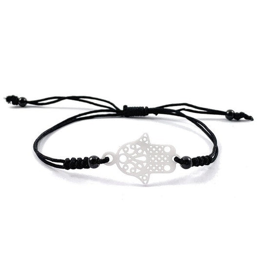 Bracelet cordon céamique - Main de Fatma - céramique blanche