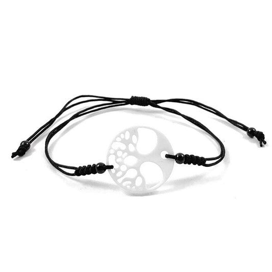 Bracelet cordon céramique - Arbre de vie blanc