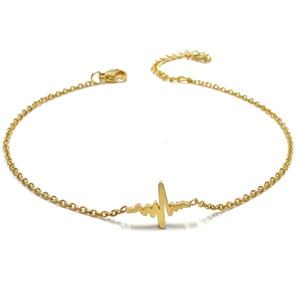 Chaine de cheville en Acier 316 - Battement de coeur - doré