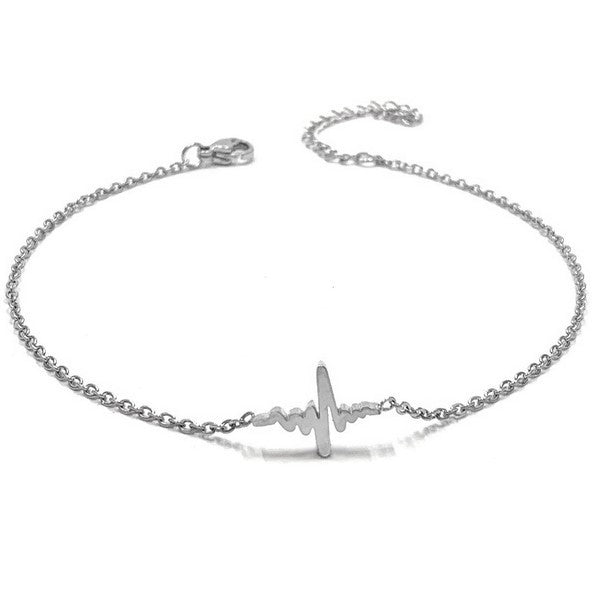 Chaine de cheville en Acier 316 - Battement de coeur - Couleur argenté