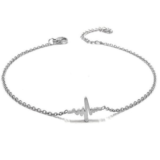 Chaine de cheville en Acier 316 - Battement de coeur - Couleur argenté