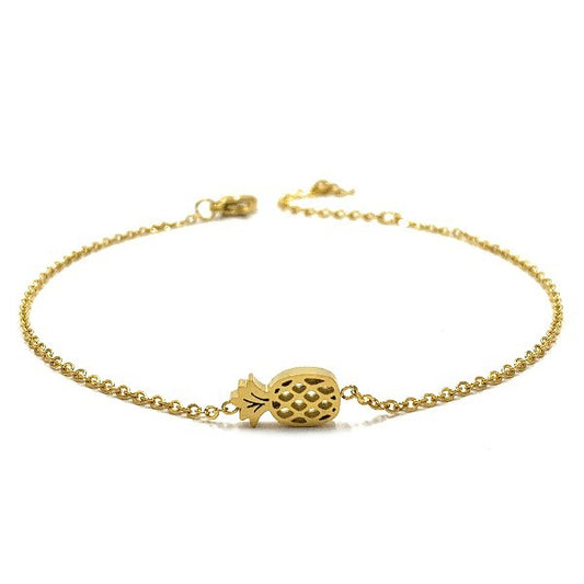 Chaine de cheville en Acier 316 - Ananas couleur doré