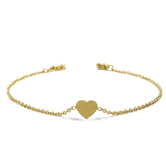 Chaine de cheville en Acier 316 - Coeur - Couleur doré