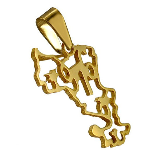 Pendentif mixte - Acier 316 ajouré doré - 976