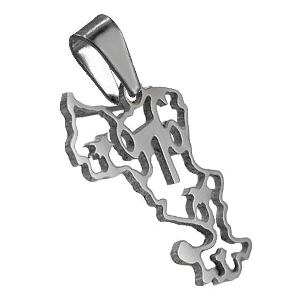 Pendentif mixte - Acier 316 ajouré argenté - 976