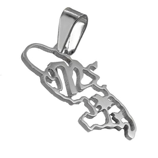 Pendentif mixte - Acier 316 argenté ajouré - 972