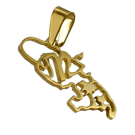 Pendentif mixte - Acier 316 ajouré doré - 972