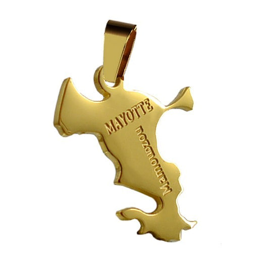 Pendentif mixte - Acier 316 doré - Mayotte